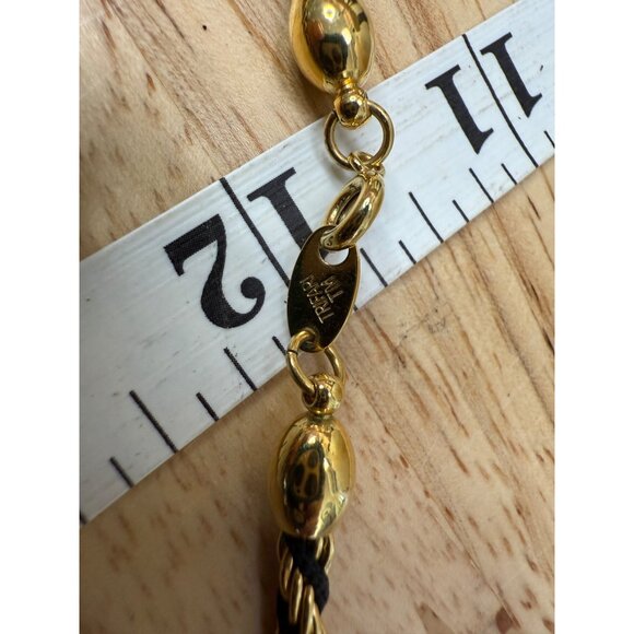 Vintage Trifari Gold & Black Twisted Rope Chain Necklace With Lobster Clasp - Picture 9 of 9